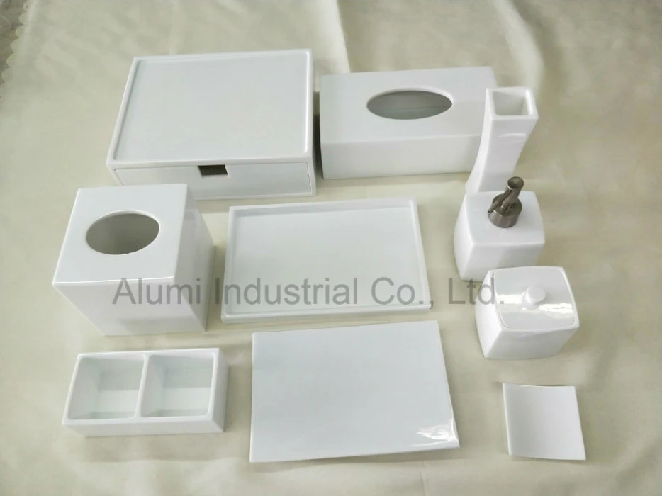 Bathroom Accessories Amenity Tray Set White Black Color